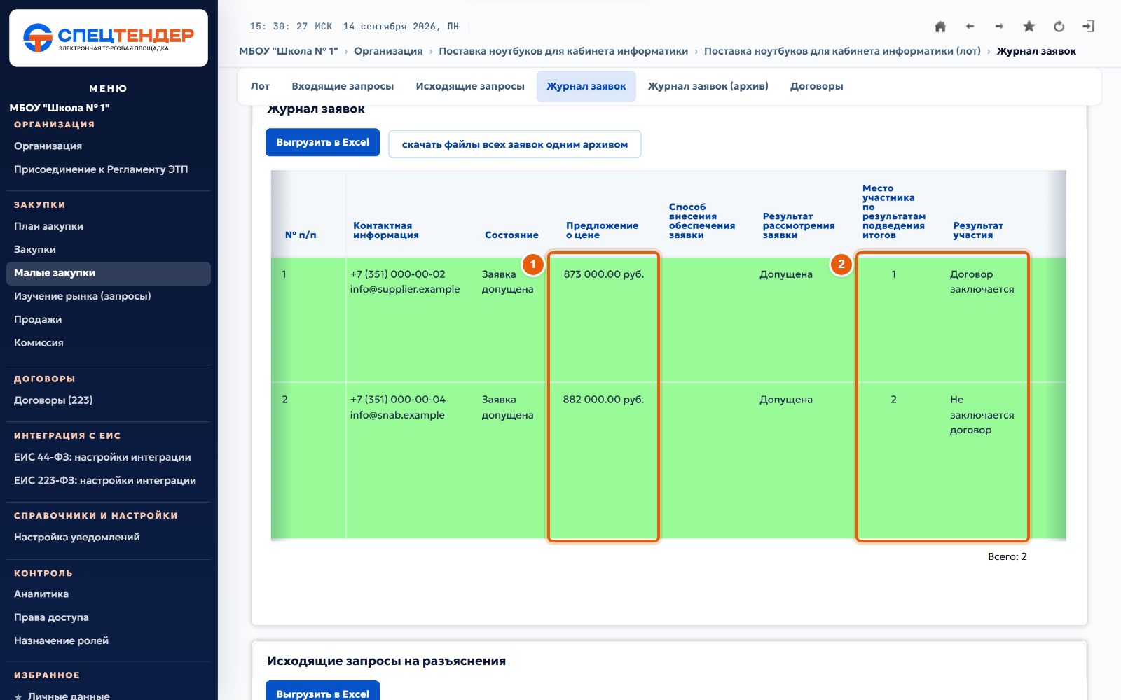 22. Проверьте места участников